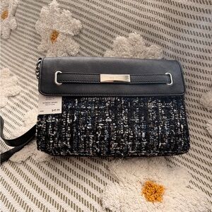 Nine West Black and White Tweed Crossbody Bag